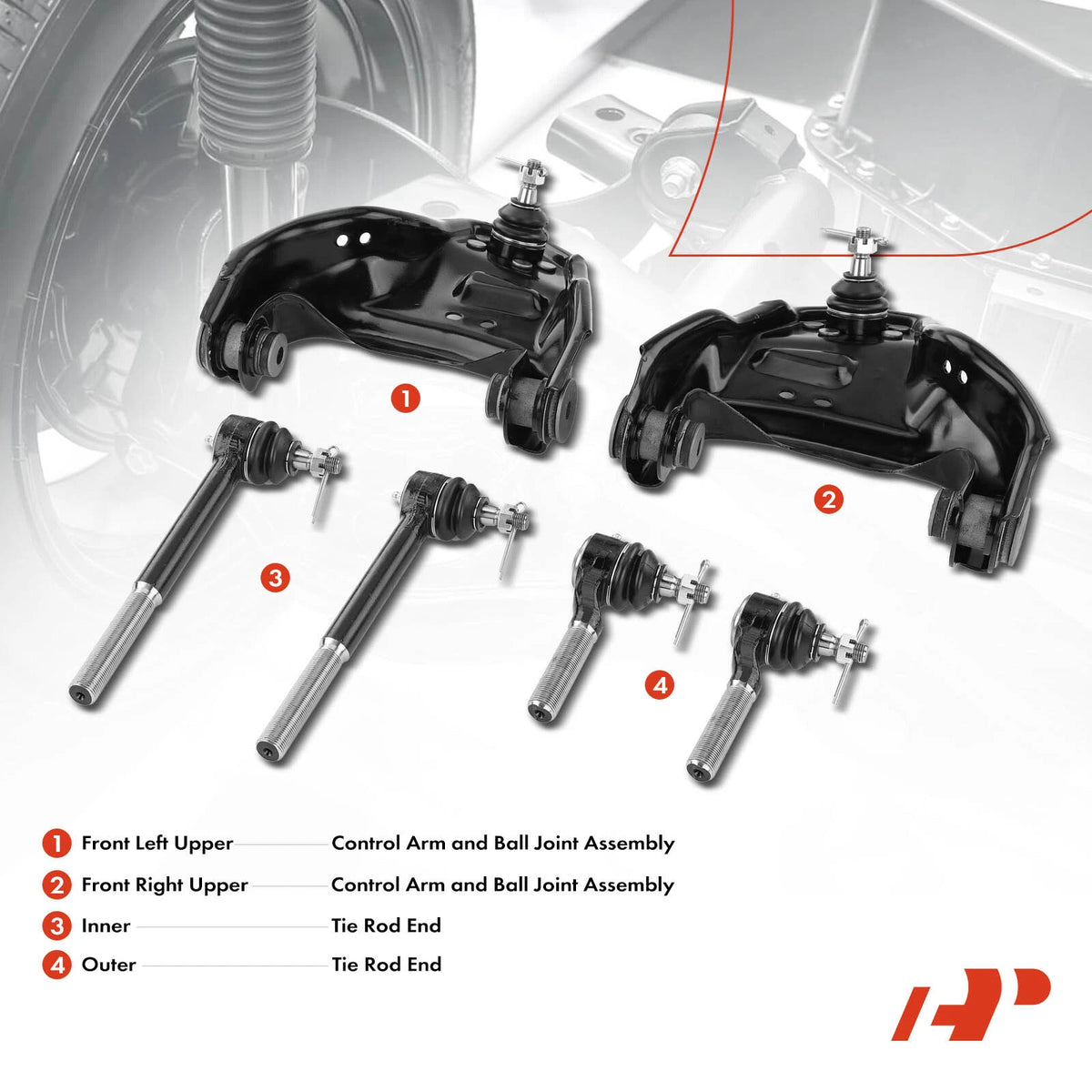 Set of 6 Front Control Arm Tie Rods for Chevy Blazer S10 GMC Jimmy (1995–2005)