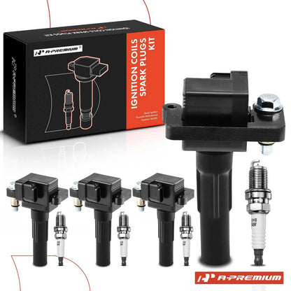 Set of 4 Ignition Coils & 4 Iridium Spark Plugs for Subaru Impreza (2002) - 2433-AA421, 22433-AA560, 22433-AA561, UF-480