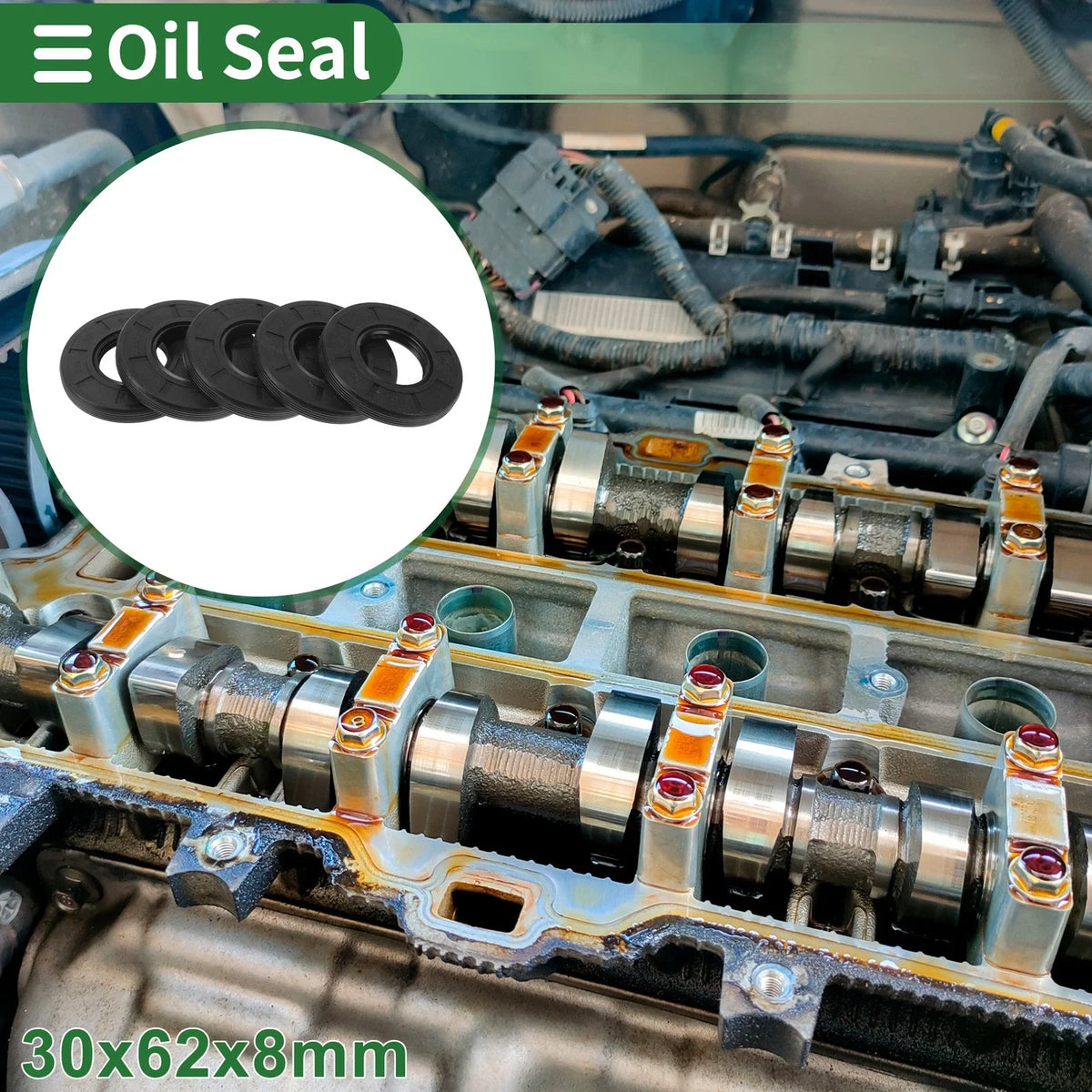 Set of 5 Oil Seal TG4 Lip Seal Ring NBR Rubber 30x62x8mm