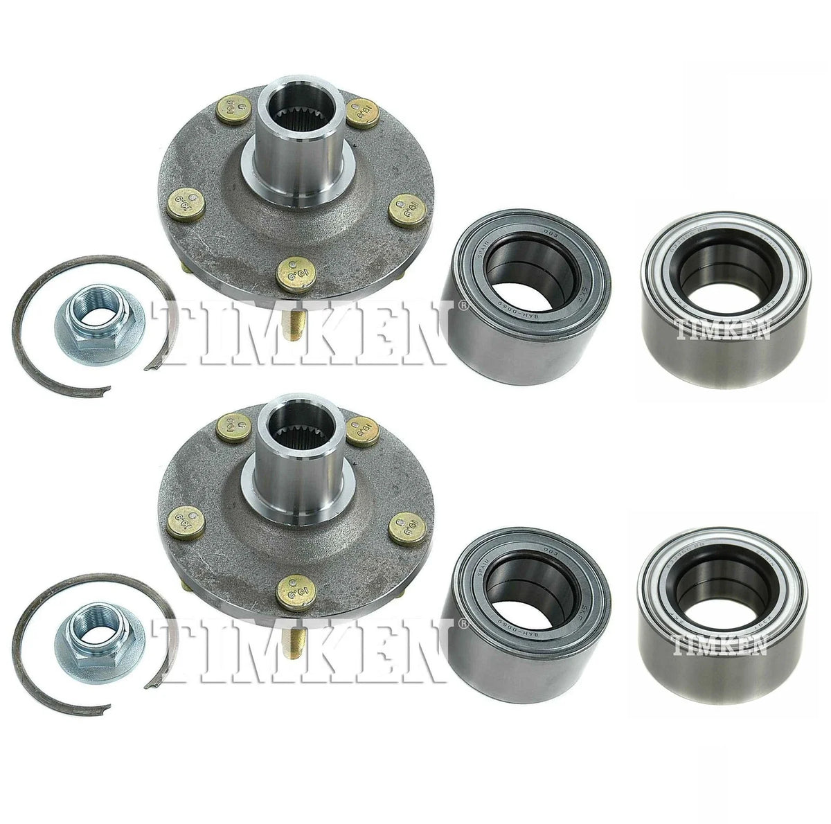 Front and Rear Wheel Bearings & Hubs Kit for Mazda Tribute AWD (2005–2006)