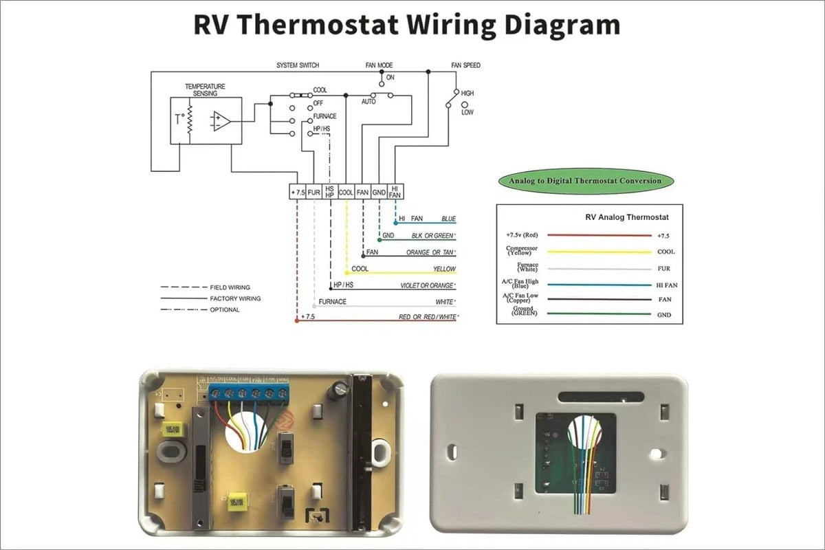 RV Analog Thermostat Replacement for Dometic 3106995.032 (12V)