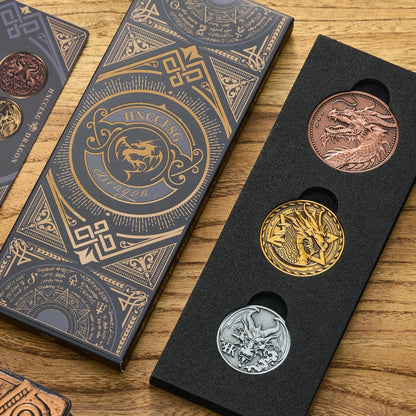 3 Pcs Dragon Coin Set for RPG Games (38mm, 35mm, 30mm)