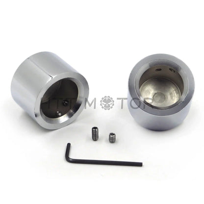 2PCS Chrome Front Axle Nut Cover Cap for Harley Softail Dyna V-Rod Touring (–)