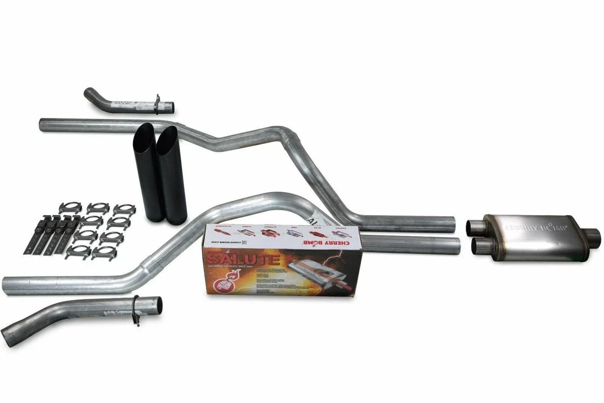 2.5" Dual Exhaust Kit for Dodge Ram 1500 (2009–2018) - Cherry Bomb Black Tips
