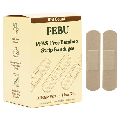 100 Strips Bamboo Fabric Bandages for Standard One Size