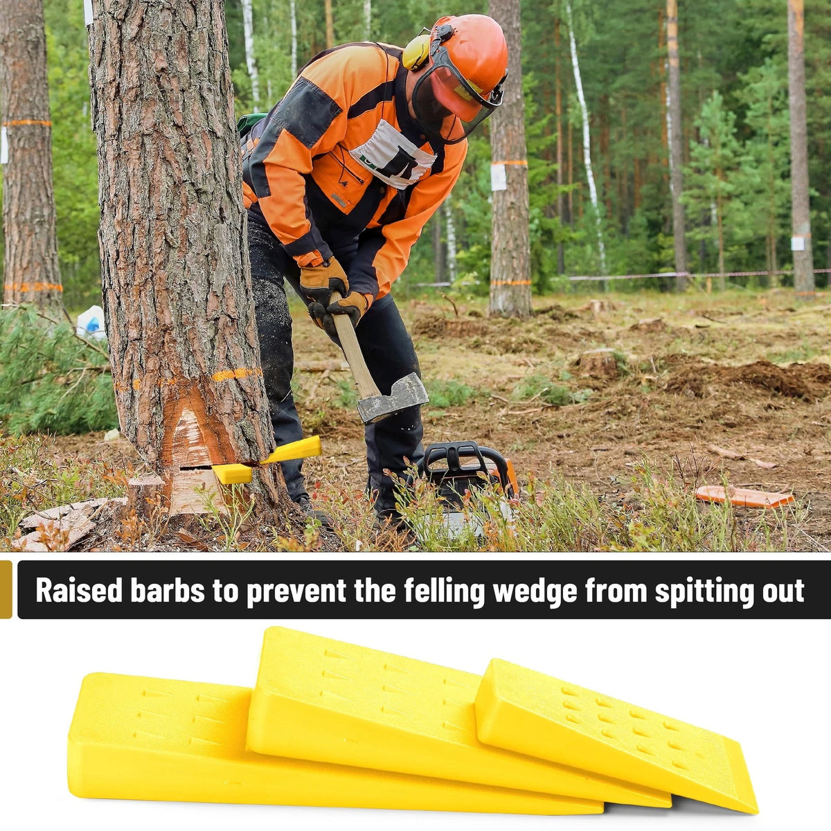 Set of 6 Tree Felling Wedges with Spikes (5.5", 8", 10")