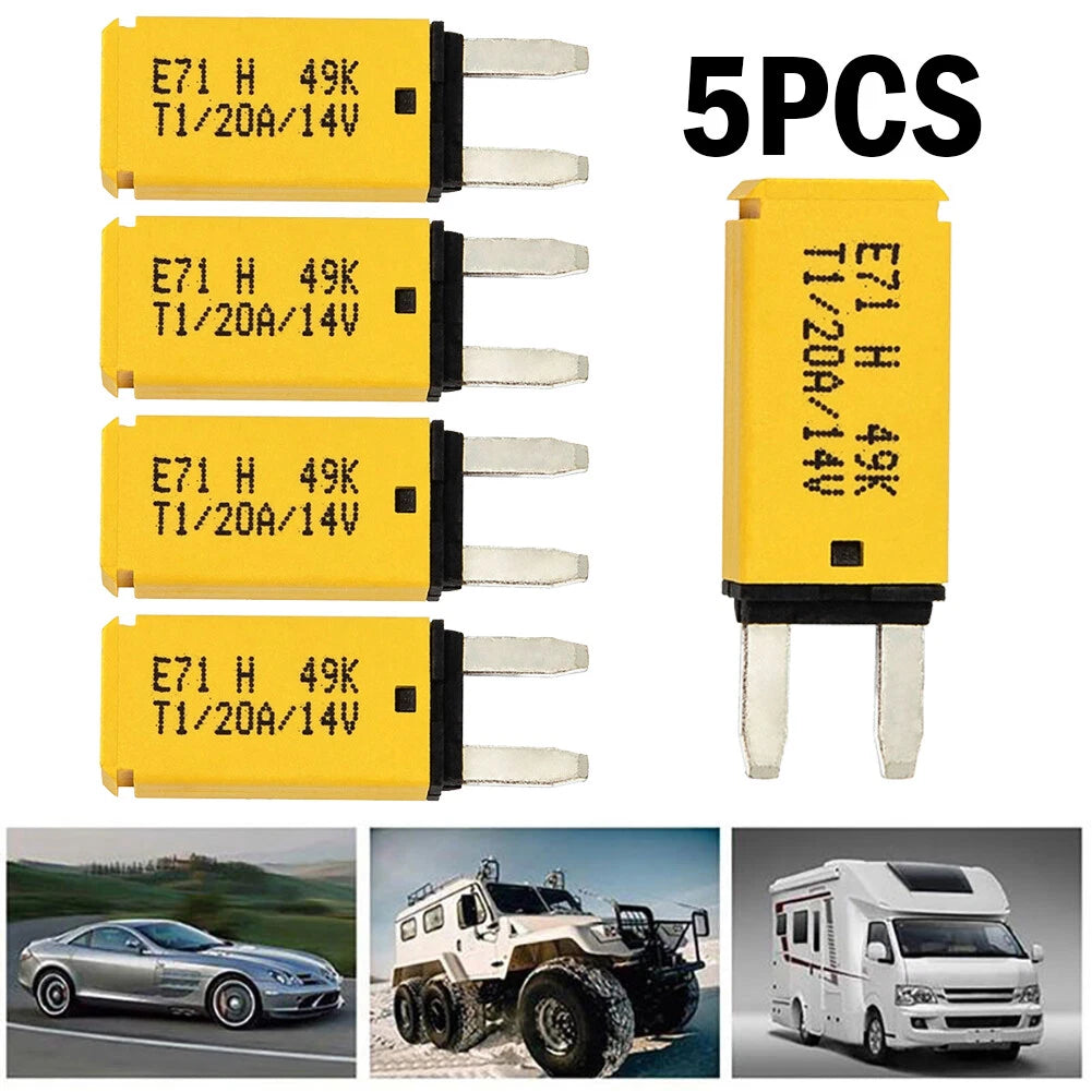 5X 20A Mini ATM Manual Reset Circuit Breaker Blade Fuse for Car Boat Truck (12V-24V)