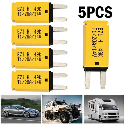 5X 20A Mini ATM Manual Reset Circuit Breaker Blade Fuse for Car Boat Truck (12V-24V)