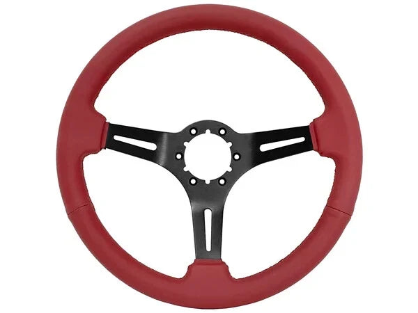 6 Hole Slotted Steering Wheel Cover Red Leather for Chevy Camaro (2010–2015)