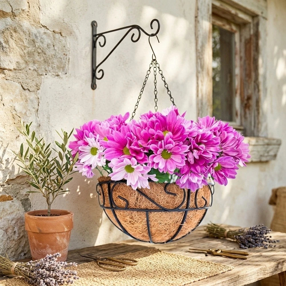 2X Hanging Flower Baskets with Hook Hanger for Indoor Outdoor Plants