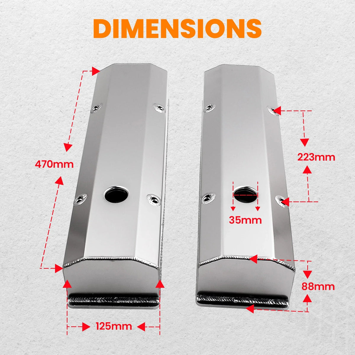 Pair of Fabricated Aluminum Valve Covers for Chevy 283 302 350 400