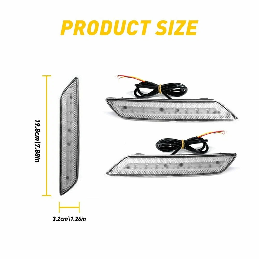 Set of 2 Red White Rear Bumper Reflectors for Honda Civic (2013–2015)