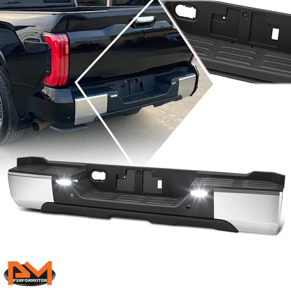 Rear Bumper Assembly for Toyota Tundra (2022–2026) w/Park Sensor Hole + LED Lamp Chrome