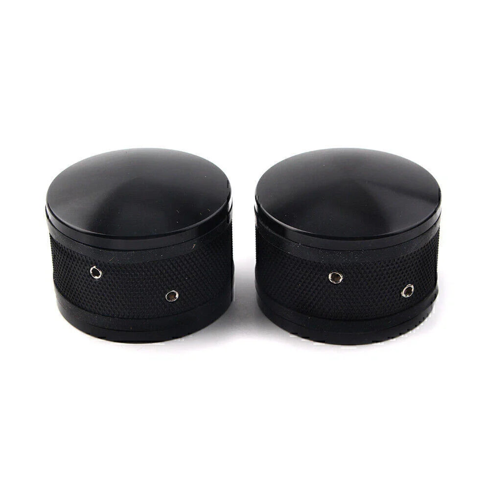 Black CNC Front Axle Nut Cover Caps for Harley Sportster Softail Road King
