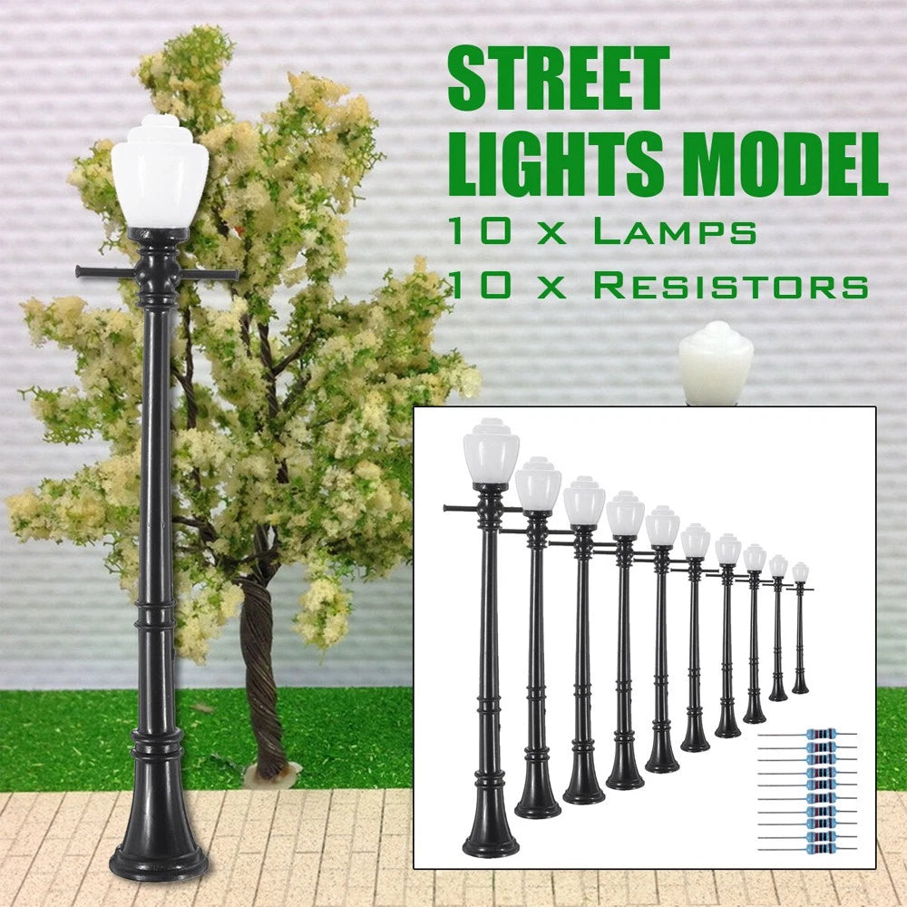 10x LCX04 Lamppost Street Lights for Model Railway (LED)