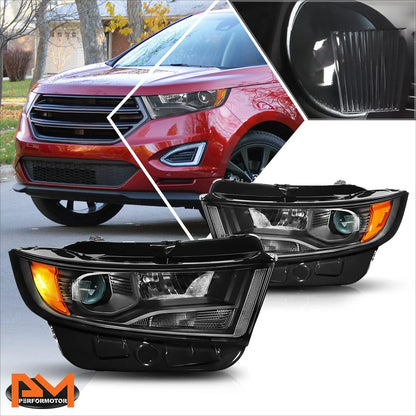 Projector Headlights for Ford Edge (2015–2018) - Black Housing, Amber Signal