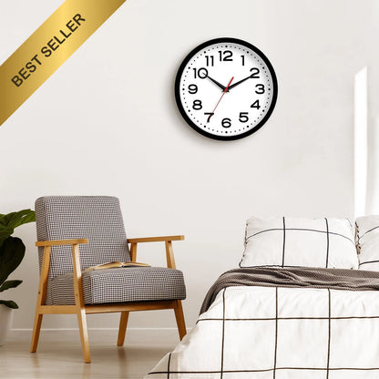 8 Inch Silent Wall Clock for Home Decor (Battery Operated, Non Ticking)