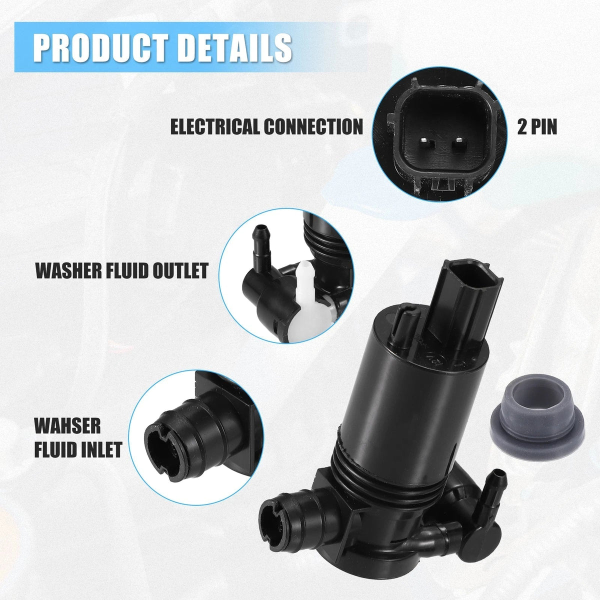 Washer Motor Pump for Ford Fiesta Mk7 Mk8 (2008–2023)