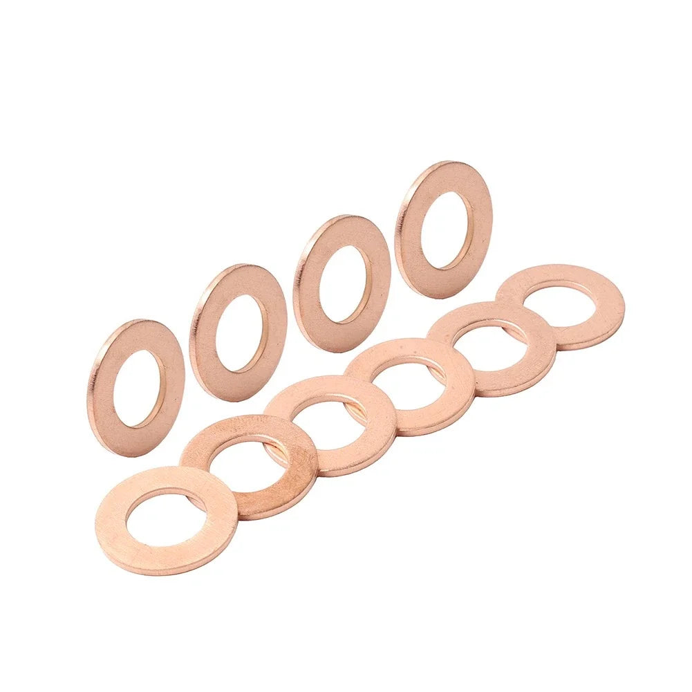 10x M12 Copper Oil Drain Plug Gasket Seal Ring for Universal Applications
