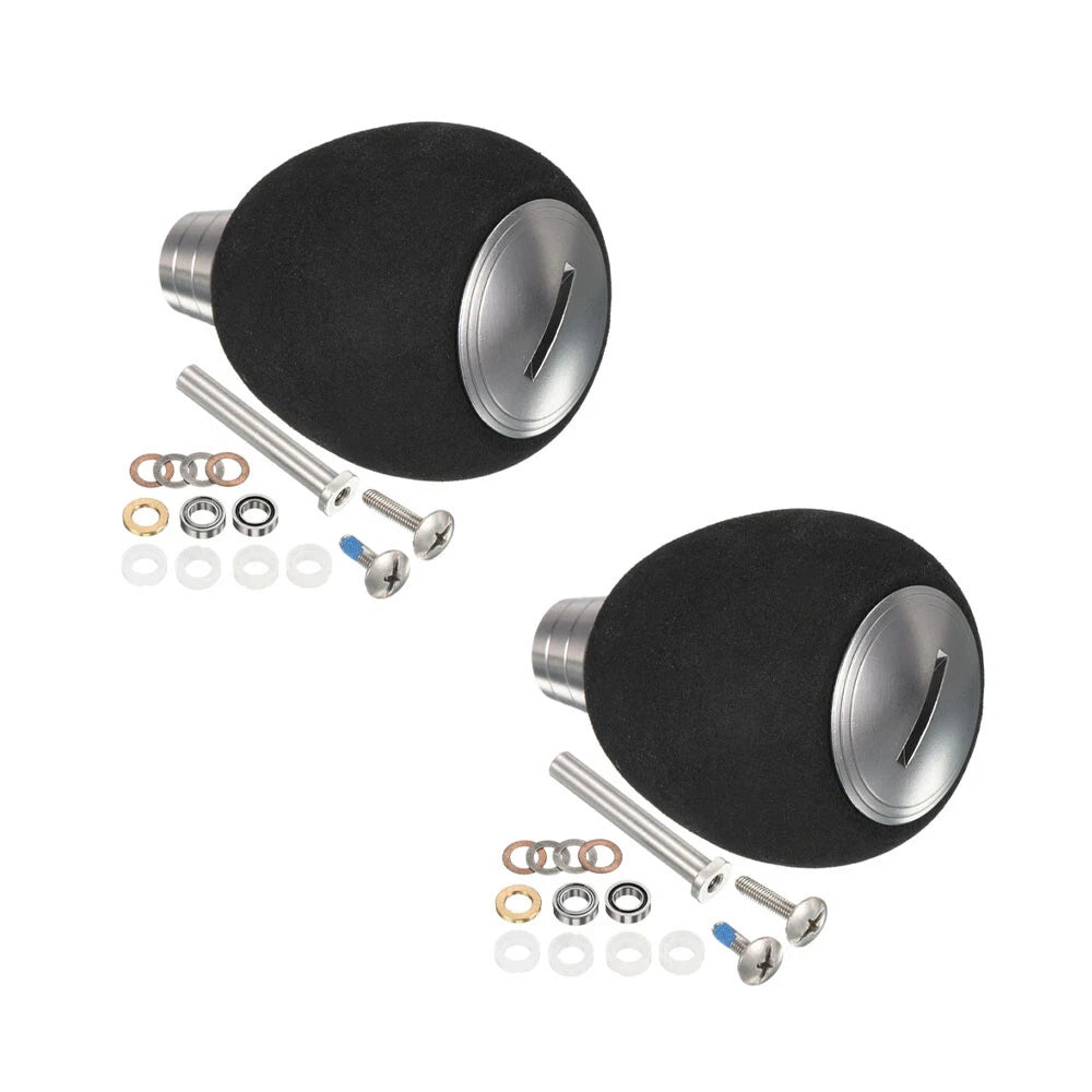 2X Silver Fishing Reel Handle Knob EVA Grip for Baitcasting
