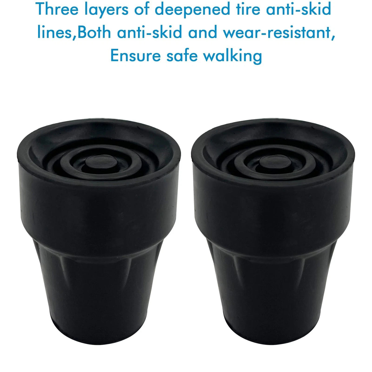 2X Replacement Cane Tips for (7/8 Inch, Black)