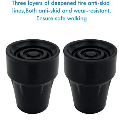 2X Replacement Cane Tips for (7/8 Inch, Black)