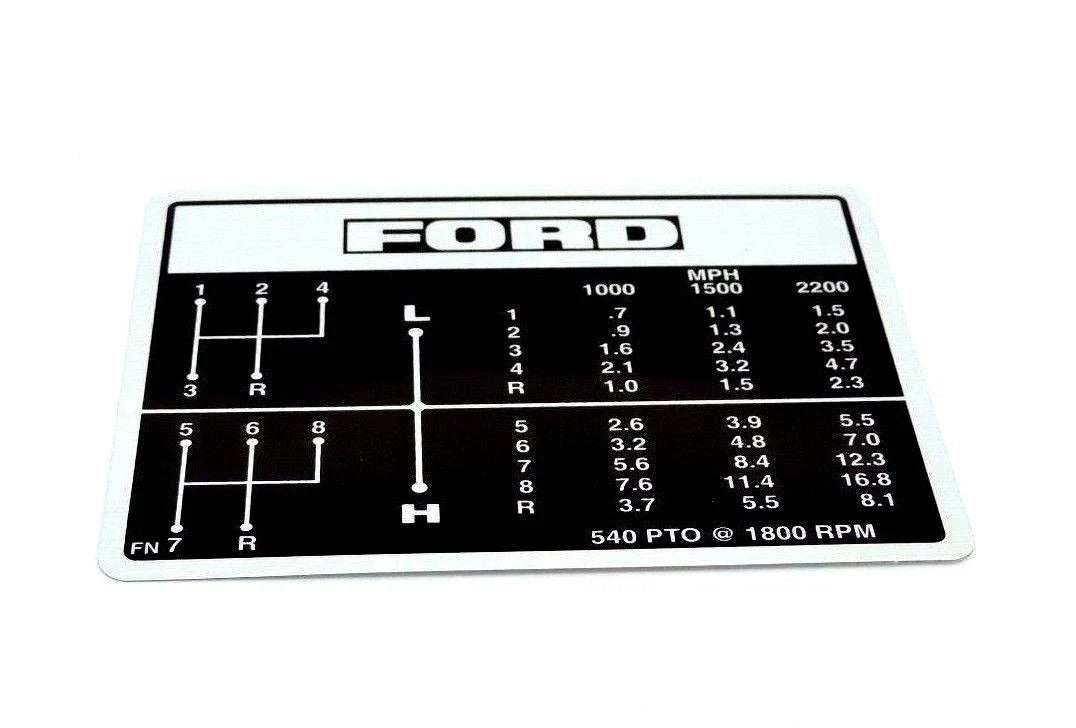 Gear Change Decal for Ford 2000 2600 3000 3600 Tractors (1965–1990)