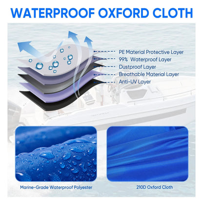 Heavy Duty Boat Cover for V-Hull Bass Runabout (17FT-19FT) Waterproof