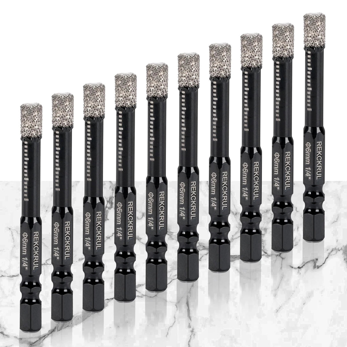 10-Pack 1/4 Inch Diamond Drill Bits for Hole Saw (6mm)