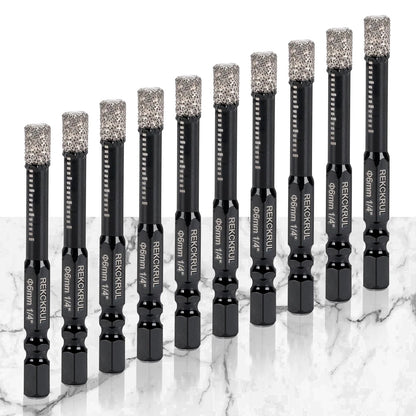 10-Pack 1/4 Inch Diamond Drill Bits for Hole Saw (6mm)