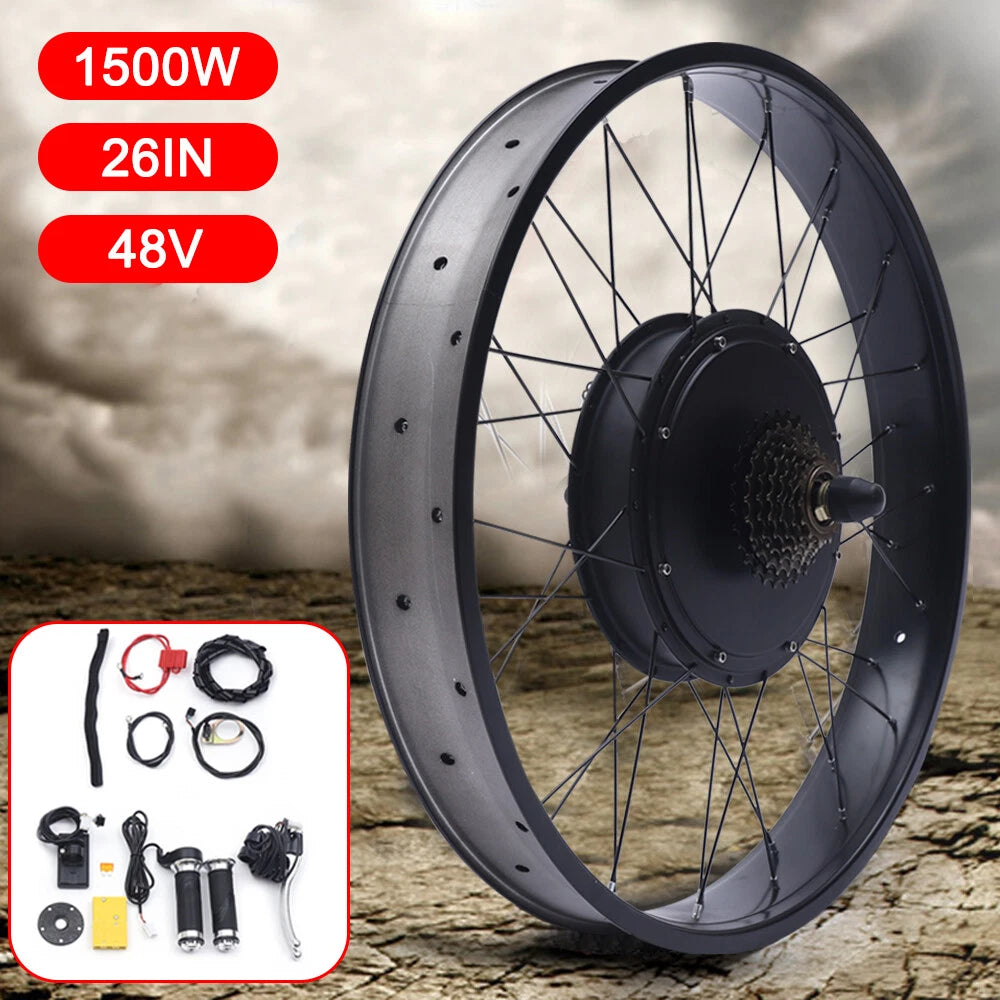 26" Rear Hub Motor Conversion Kit for E-Bike Fat Tire (48V 1500W)