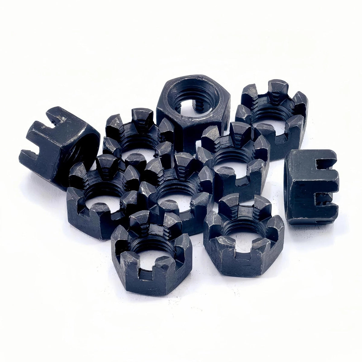 10Pcs M12x1.75mm Hexagon Slotted Nut for Automotive Applications