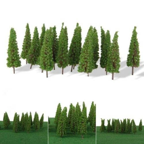 50Pcs Mini Model Trees for HO Scale Train Diorama Scenery