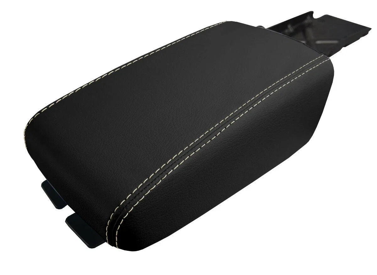 Leather Console Lid Armrest Cover for Nissan Altima (2005–2006) Beige Stitch