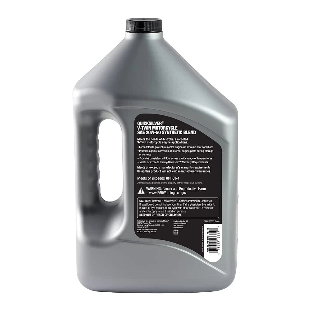 1 Gallon Quicksilver 20W-50 Synthetic Motorcycle Oil