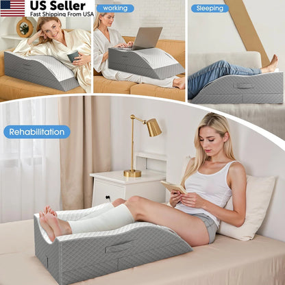 Elevation Pillow for Leg After Surgery (Single Leg) - Grey