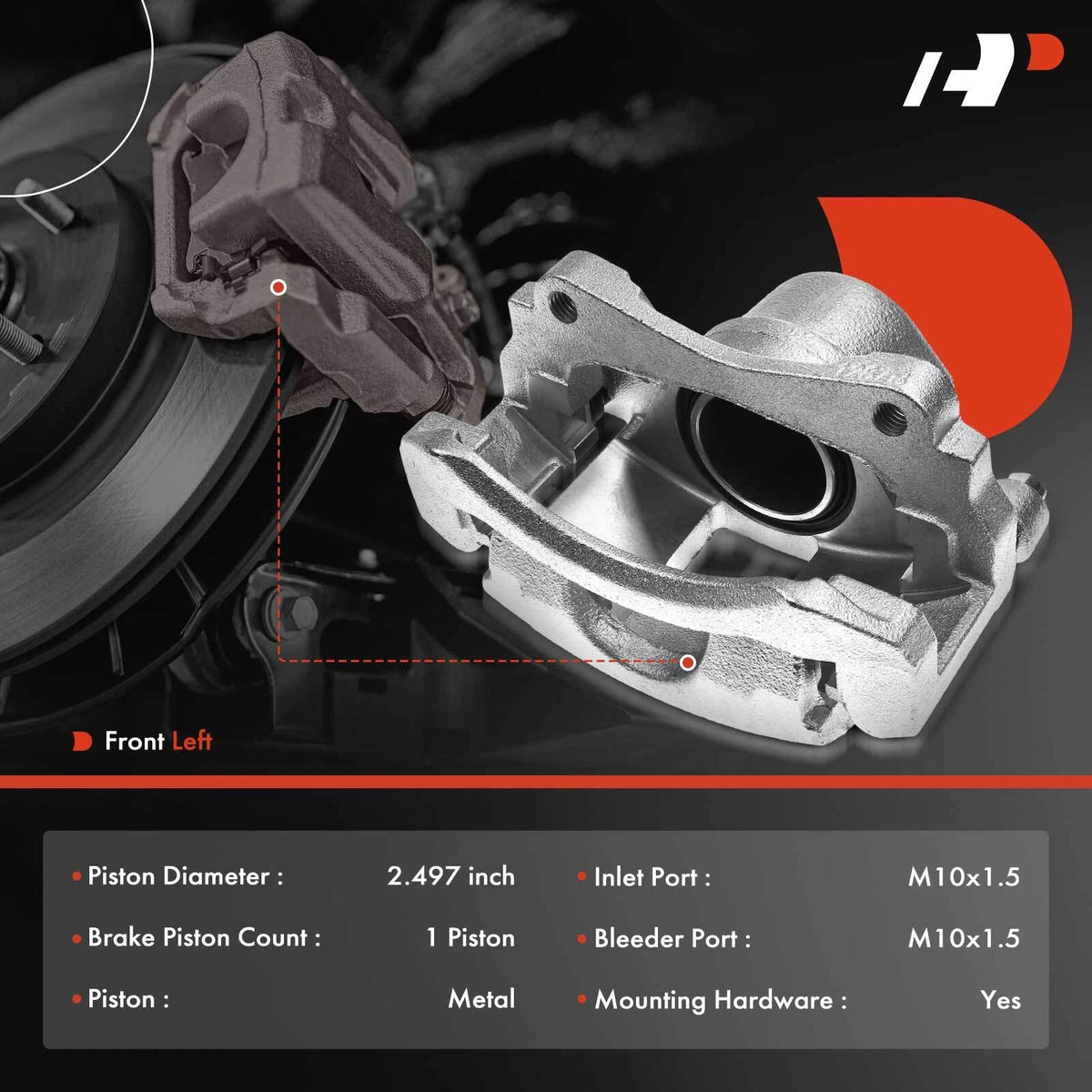 Front Left Disc Brake Caliper for Chevrolet Impala Buick Cadillac (2000–2016) - 18029818, 18029829, 18046196, 18-B4638A, 18B4638A