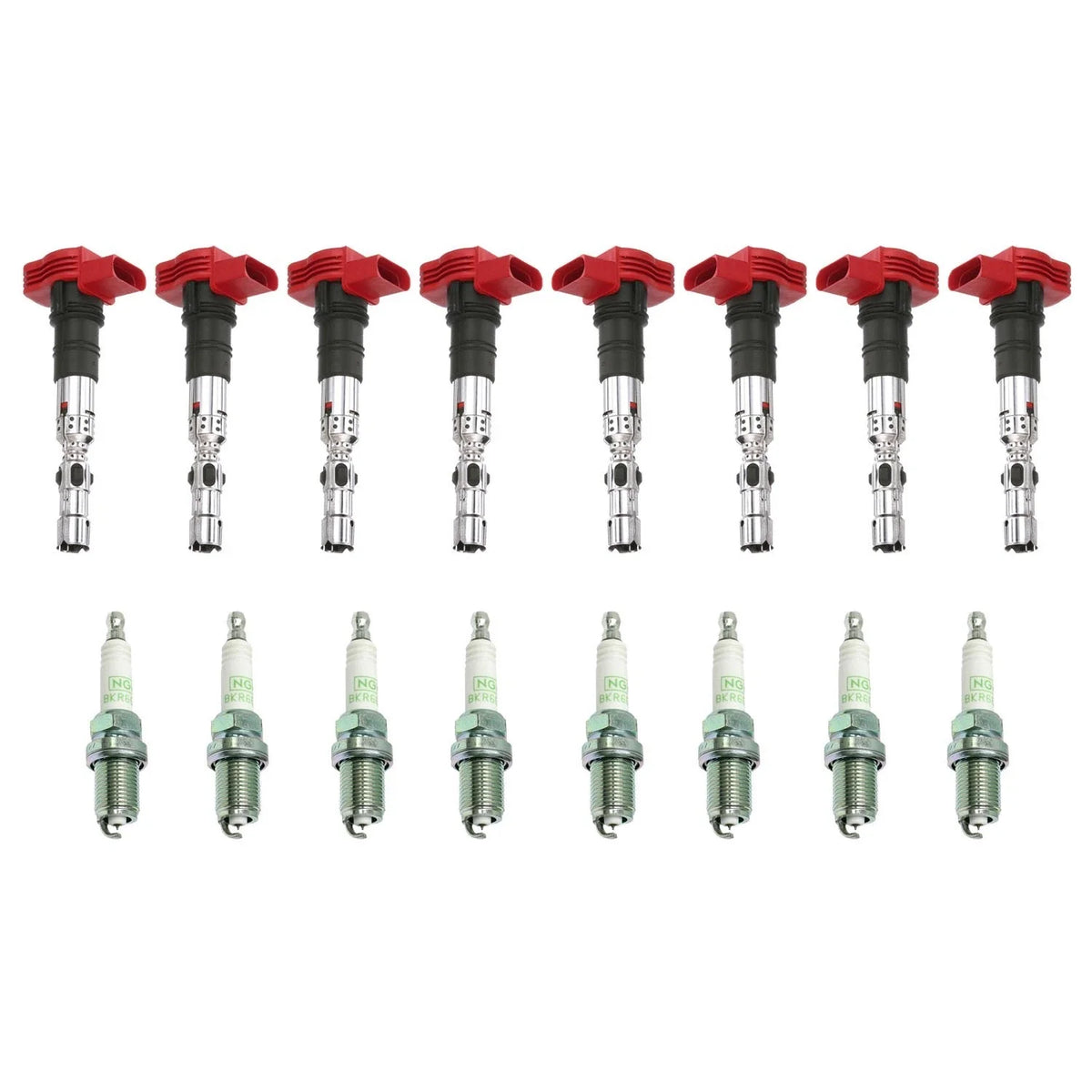 Set of 8 Ignition Coils & NGK V-Power Spark Plugs for Audi VW Porsche 4.2L V8