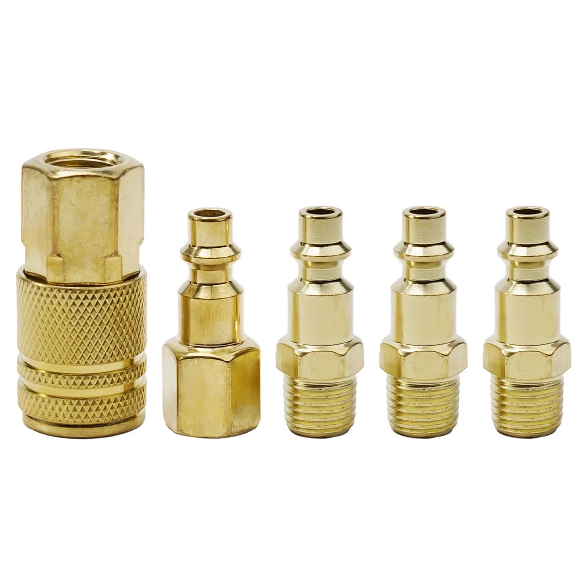 Set of 5 Brass Quick-Coupler Air Hose Line End Connectors 1/4"