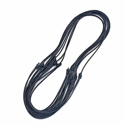10PCS Handmade Black Waxed Cord Necklace 16-32 Inch Adjustable