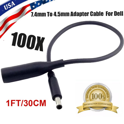 Power Charger Converter Adapter Cable 7.4mm to 4.5mm for Dell (1FT)