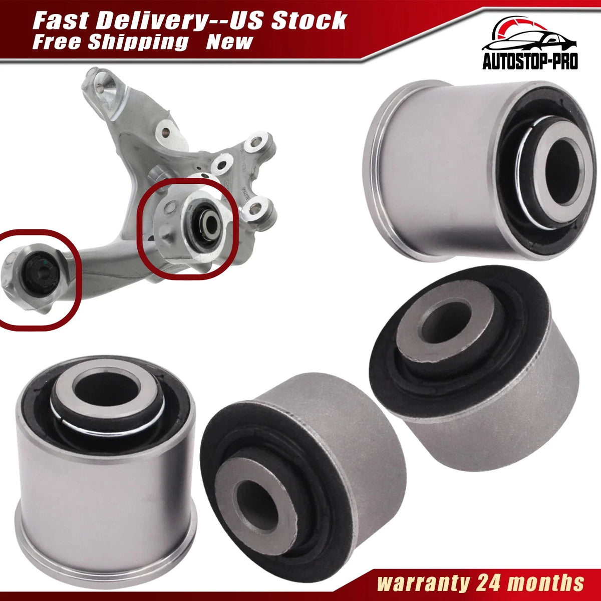 4X Rear Knuckle Bushing for Ford Mustang (2015–2023) FR3Z-5B758-D, FR3Z-5B758-J