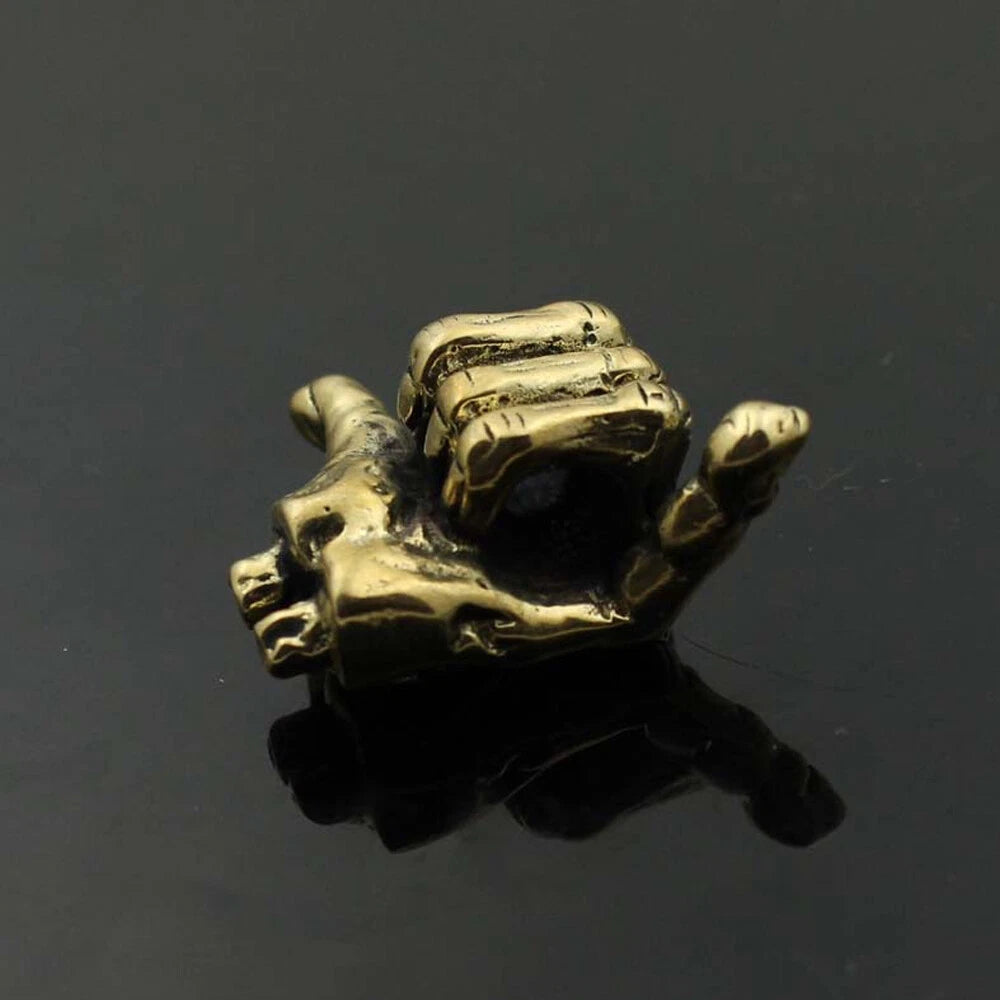 Solid Brass Hand Shaped Lanyard Bead for Paracord Knife Tool