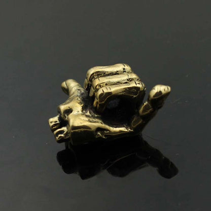 Solid Brass Hand Shaped Lanyard Bead for Paracord Knife Tool