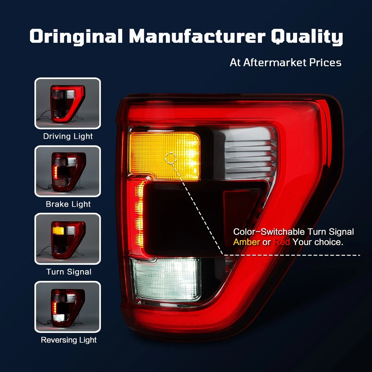 Full LED Tail Light for Ford F150 (2021–2023) Chrome w/Blind Spot RH