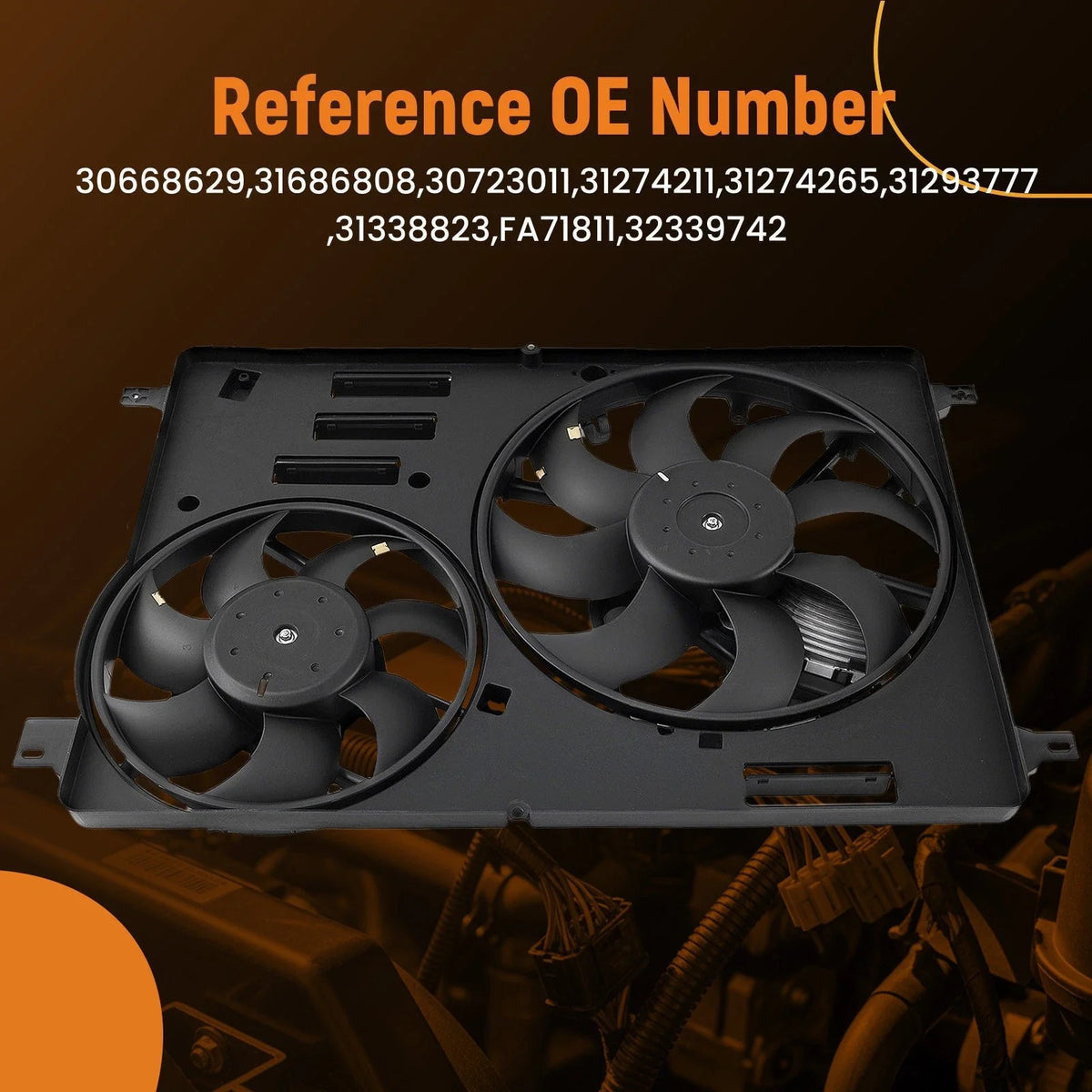 Cooling Fan Assembly for Volvo S60 S80 V60 XC60 XC70 (2008–2016) 30668629 31686808