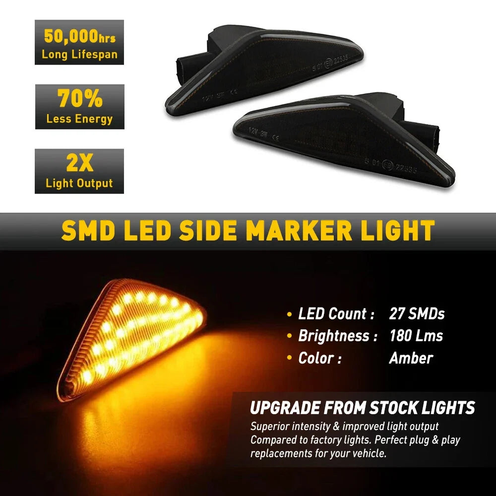 2X LED Side Marker Turn Signal Lights for BMW X3 X5 X6 (2011–2017)
