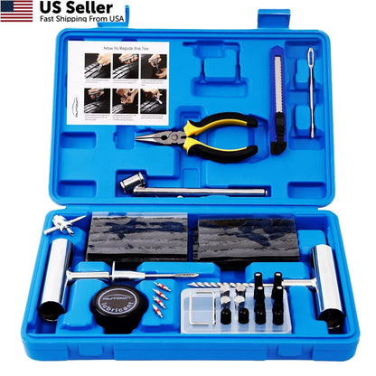 68-Piece Tire Repair Kit for Automotive Use (Heavy Duty Plug Kit)