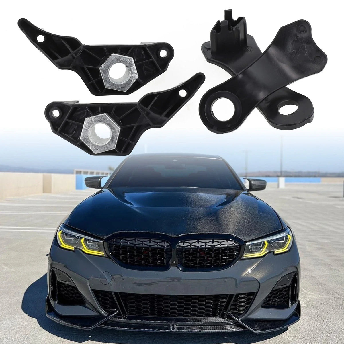 Set of 4 Headlight Brackets for BMW (2010–2017) 63126941478, 63126949633