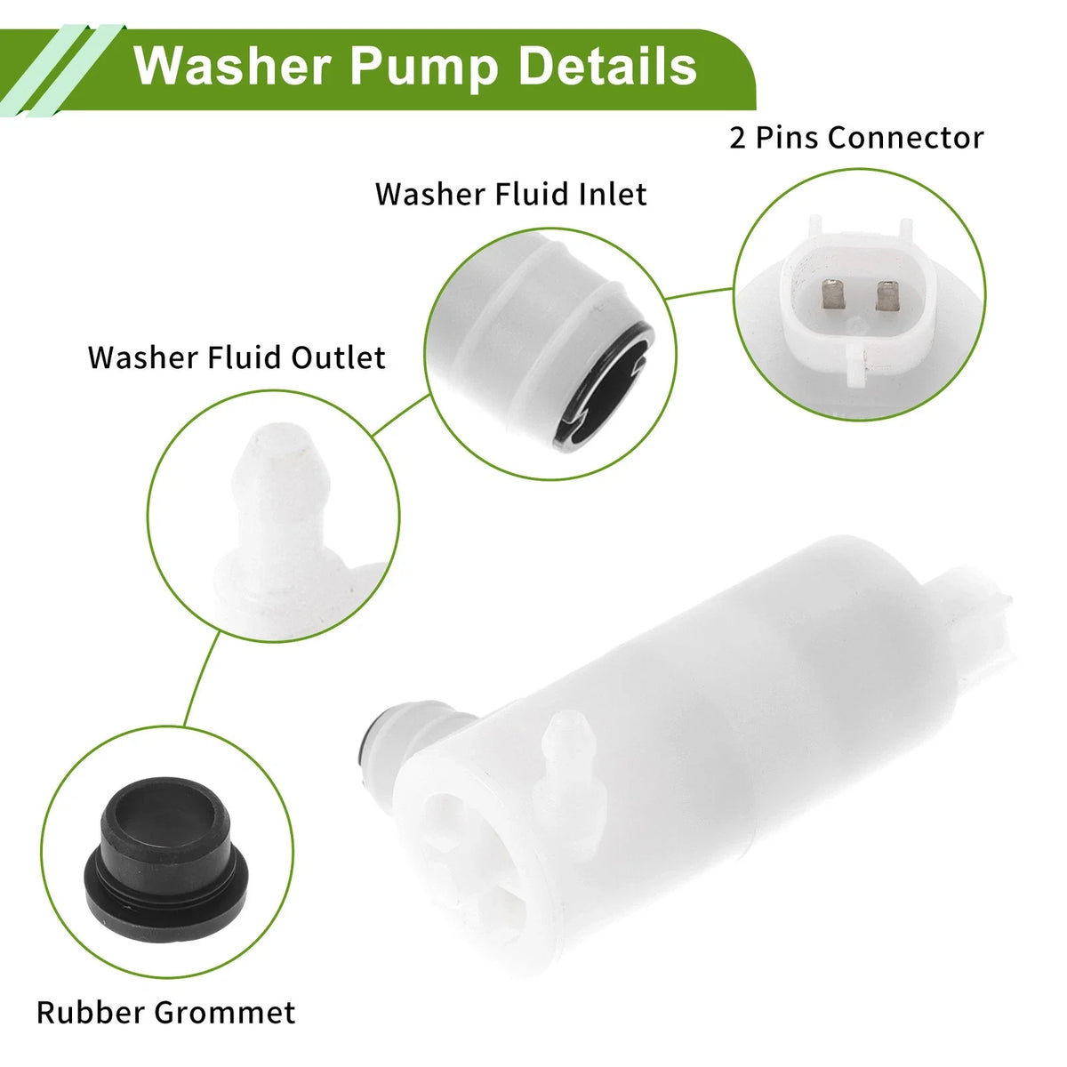 Windshield Washer Pump w/Grommet for Dodge (No. 05103453AA)